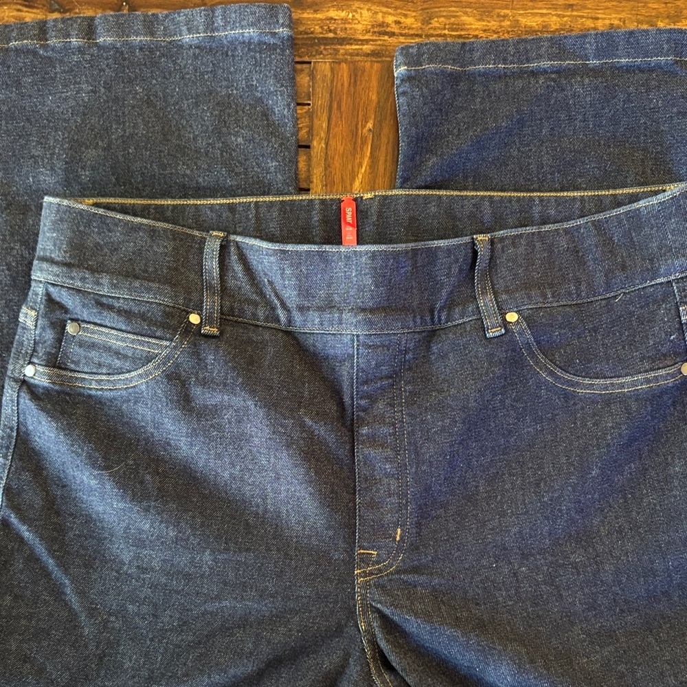SPANX® dark WASH PULL-ON CROPPED WIDE LEG JEANS 2X - Picture 4 of 5